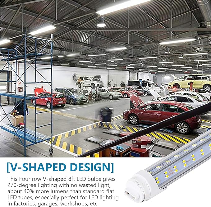4 Pack, 120W 8ft R17D LED Tube Light, F96t12 HO 8 Foot Bulbs, 100-277V Input - Image 6