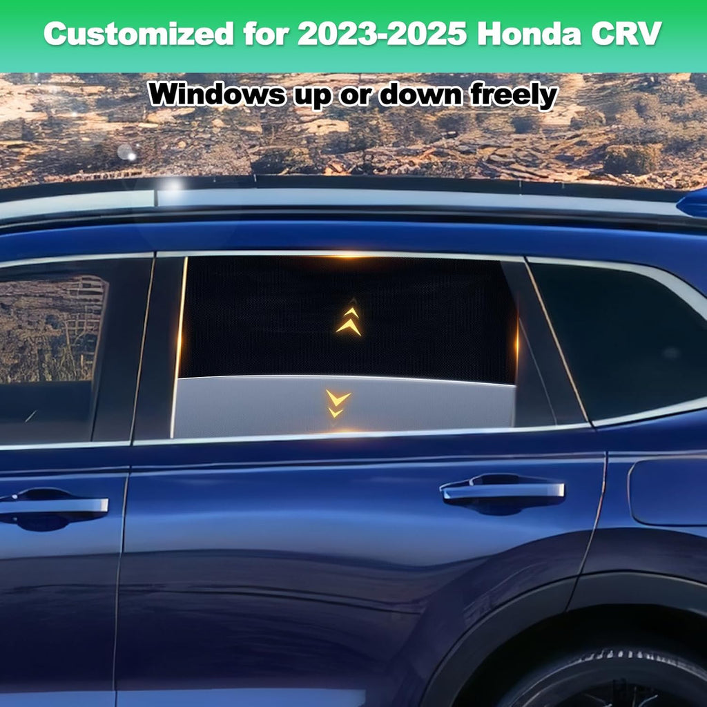 CRV Window Shades 2023-2025, Rear Side 2PCS Mesh Set | Custom Fit, Superior Sun Protection, Secure Magnetic Installation, Breathable Mesh, Ideal for Families, Kids & Road Trips
