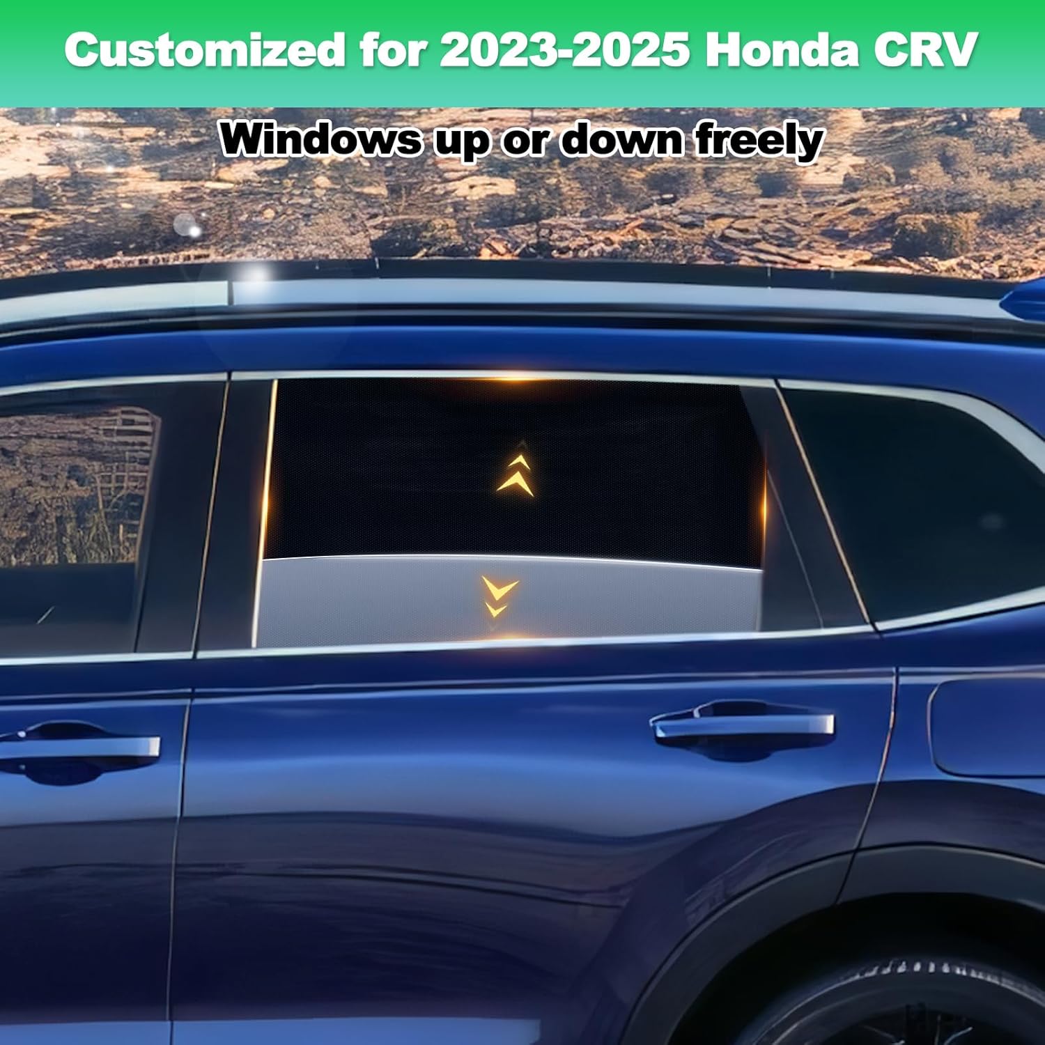 CRV Window Shades 2023-2025, Rear Side 2PCS Mesh Set | Custom Fit, Superior Sun Protection, Secure Magnetic Installation, Breathable Mesh, Ideal for Families, Kids & Road Trips