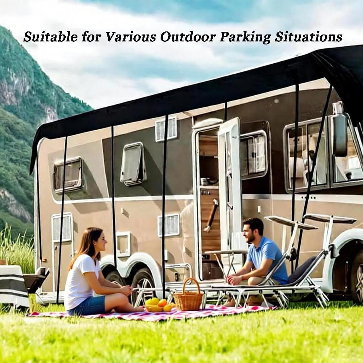 210D RV Roof Cover for Thor Motor Coach Chateau 28Z 2025,Camper Top Protection Weatherproof Travel Trailer Canopy Tarp Sun Snow Dust Guard,7.5 * 5m-18hooks