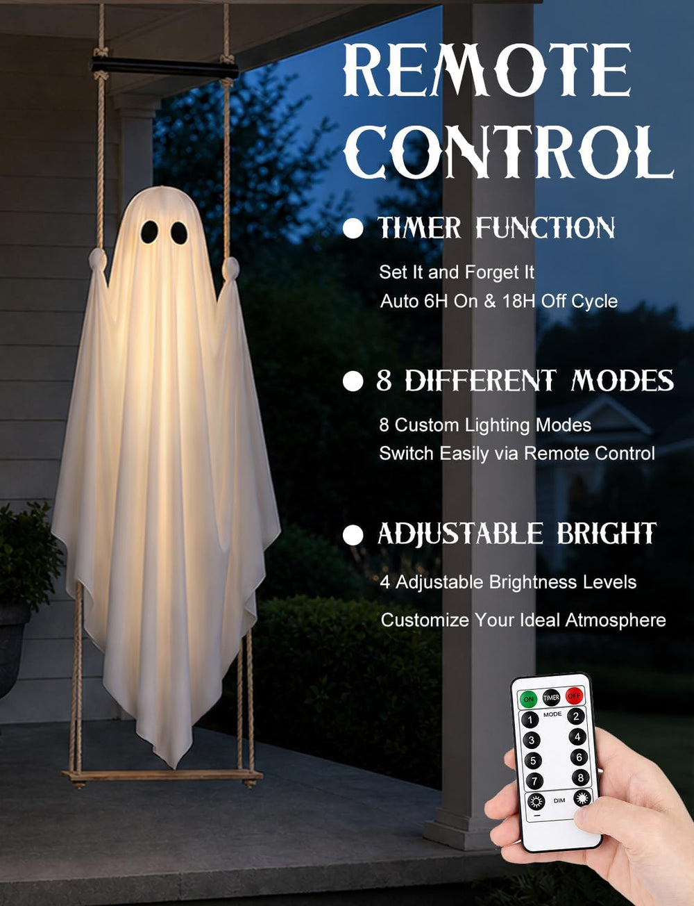 Halloween Decorations Outdoor 3.7FT Pre-Assembled Hanging Swing Ghost