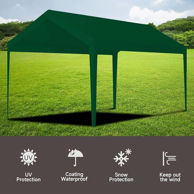 Rutile 10 x 20 FT Carport Replacement Cover, Heavy Duty Car Tarp Canopy Tent - Image 3