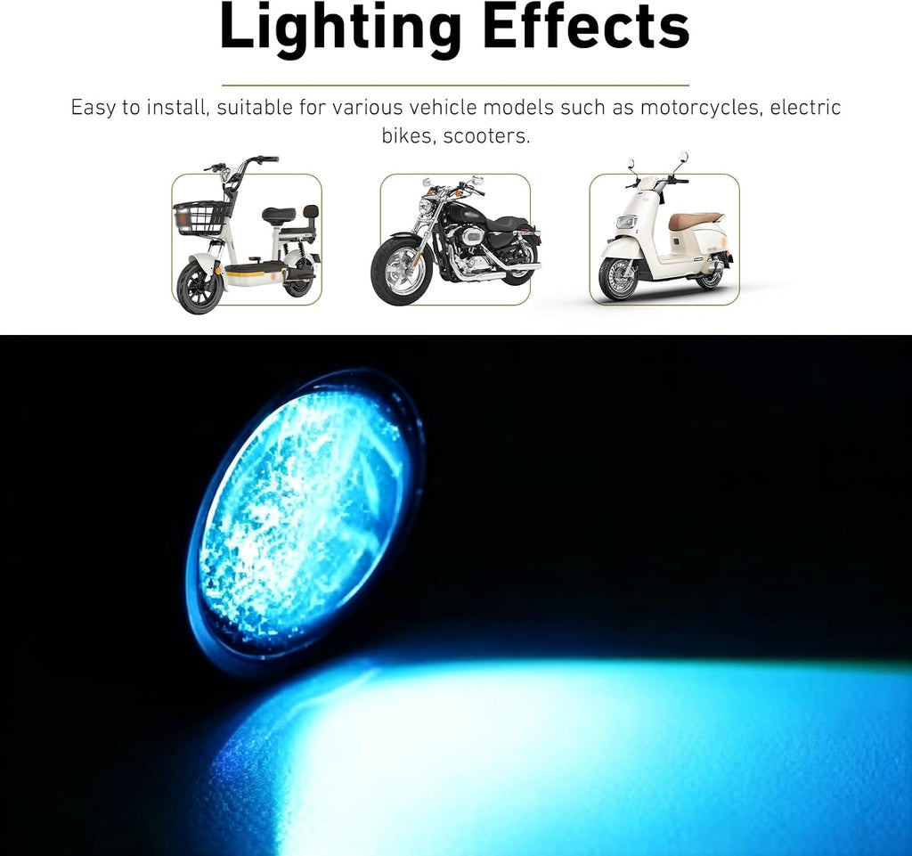 2 PCS Motorcycle LED Eagle Eye Lights, Ultra-Bright Motorcycle Auxiliary Spotlight, 12V Waterproof Daytime Running Lights, Universal for Most Motorcycles (Blue)