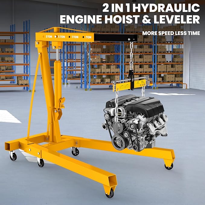 Engine Lift with Load Leveler, 2T Heavy Duty Alloy Steel Folding Cherry Picker - Image 6