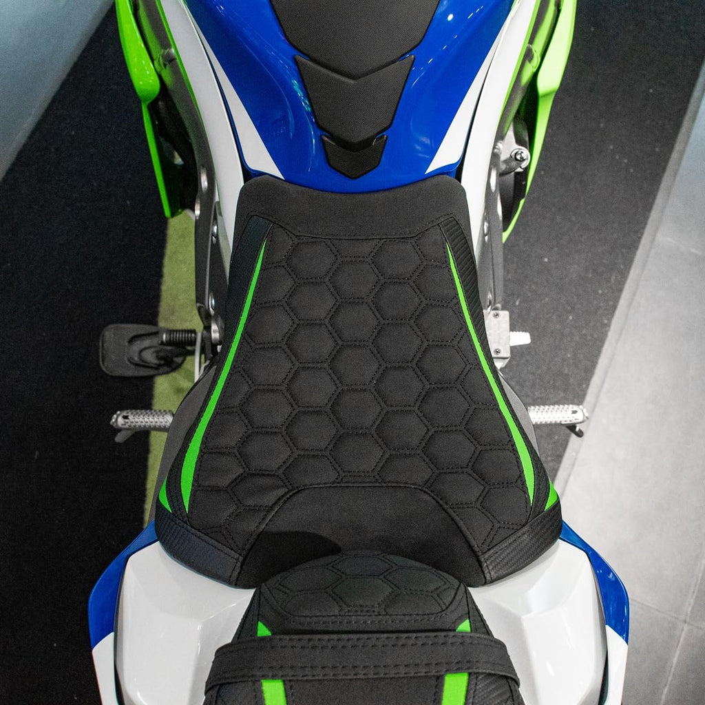 Motorcycle Driver Seat Pad for Ninja ZX-10R ZX-10RR 2021-2025 Front Rider Cushion Pressure Relief Saddle, Front-Green