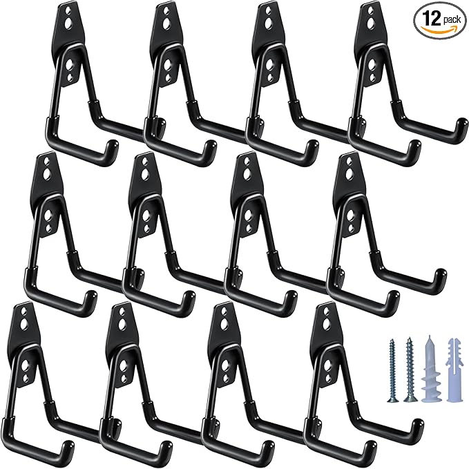 Heavy Duty Garage Hooks 12 Pack, 2.8 inch Small U Shaped Hanger, Wall Mounted by HUPBIPY