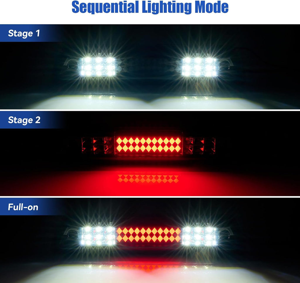 Third 3rd Brake Light for 2009-2014 F150 F-150/2010-2014 LINCOLN MARK LT, Sequential LED High Mount Stop Cargo Light, Rear Center Cab Tail Lights Lamp，Smoke