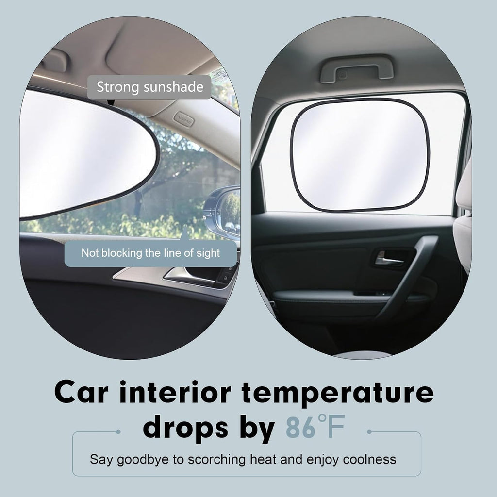4 PCS Car Window Shades, Static Suction Side Window Sun Shade, Front and Rear Windows Sun Blocker, Universal Automotive Interior Accessories for Baby Camping Napping (Titanium silver)