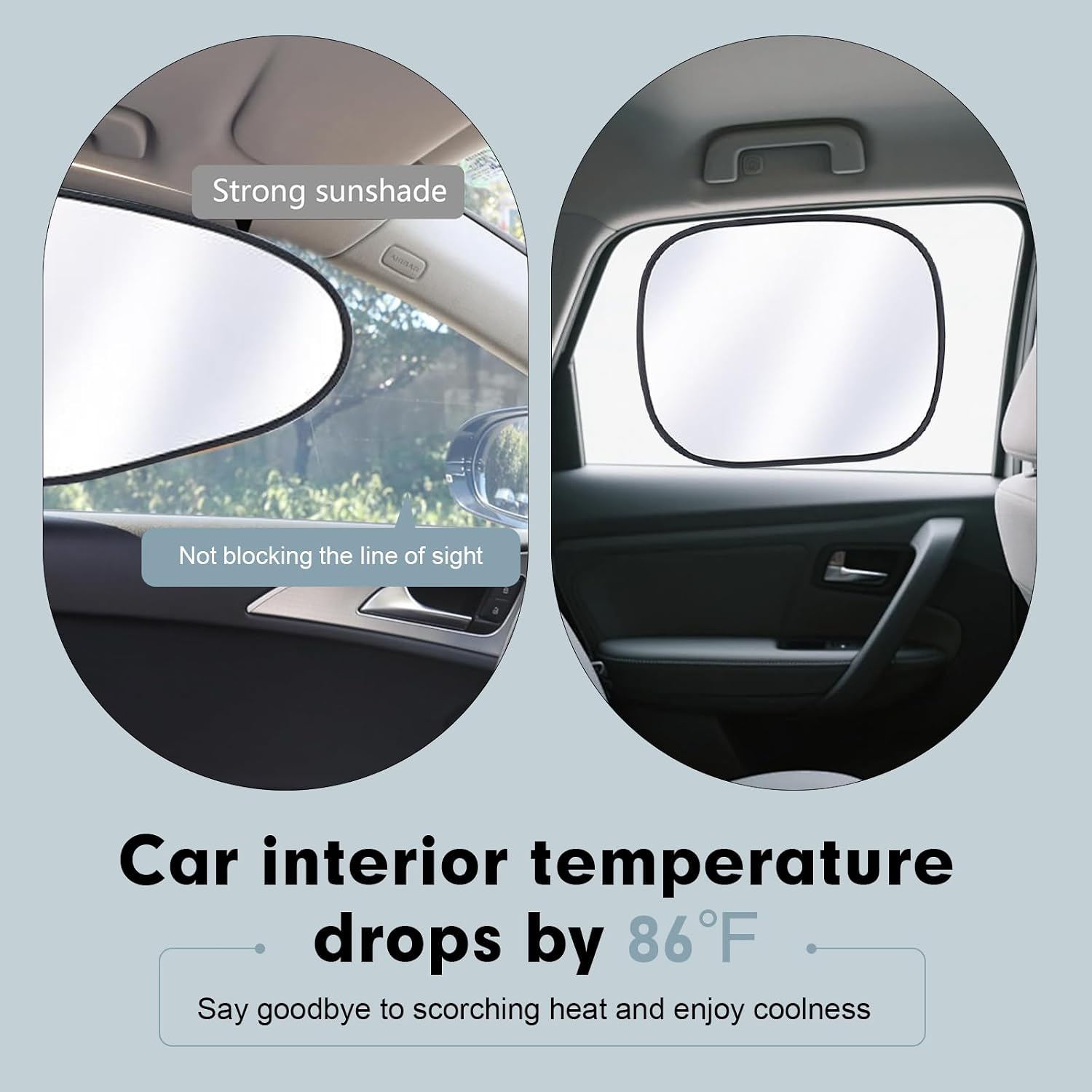 4 PCS Car Window Shades, Static Suction Side Window Sun Shade, Front and Rear Windows Sun Blocker, Universal Automotive Interior Accessories for Baby Camping Napping (Titanium silver)