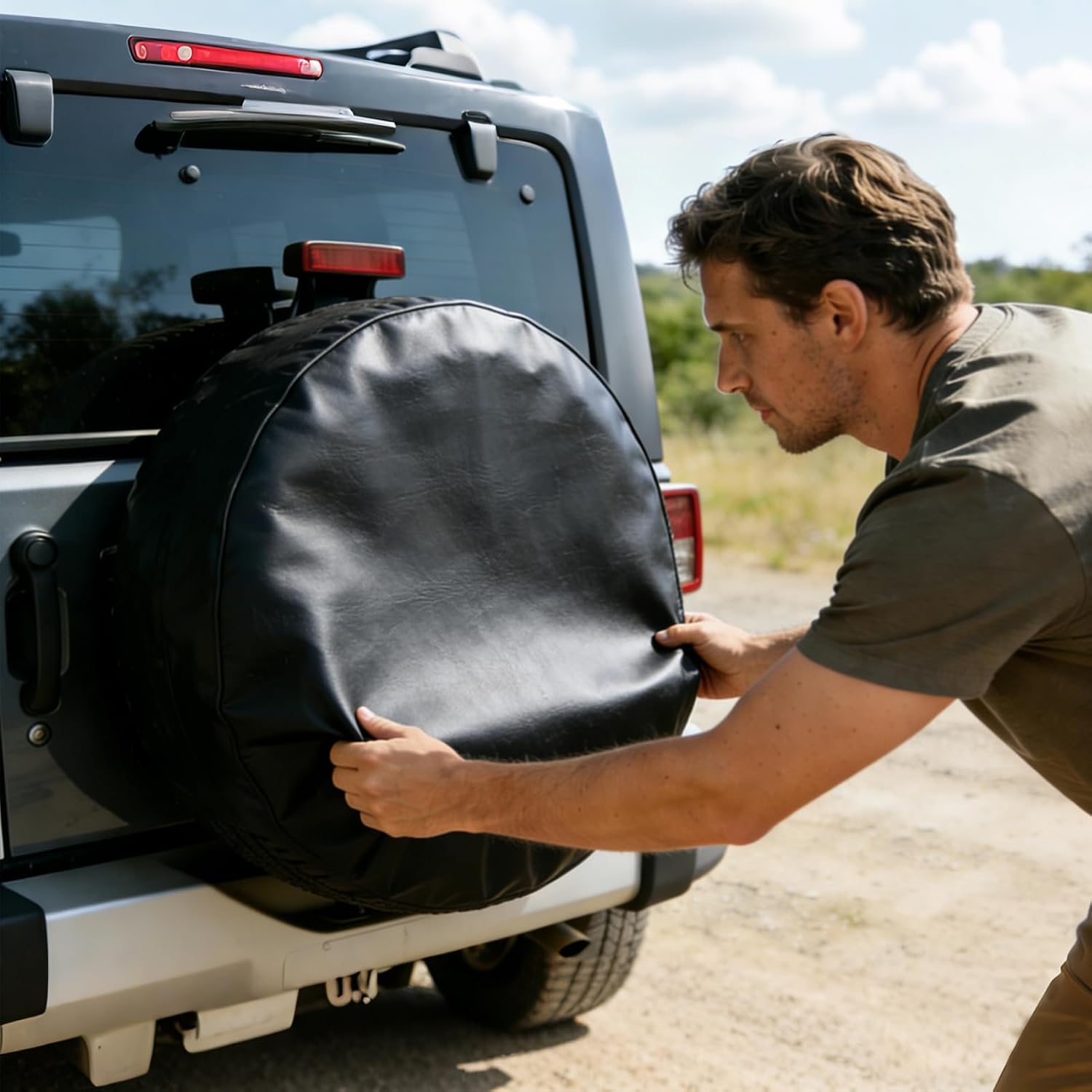 Spare Tire Cover,Waterproof Dust-Proof PVC Leather Tire Covers for Car,Truck,RV,SUV,Camper Trailer Universal,Tough Tire Wheel Soft Cover, Black(for Overall Wheel Diameter 27-29 inch)