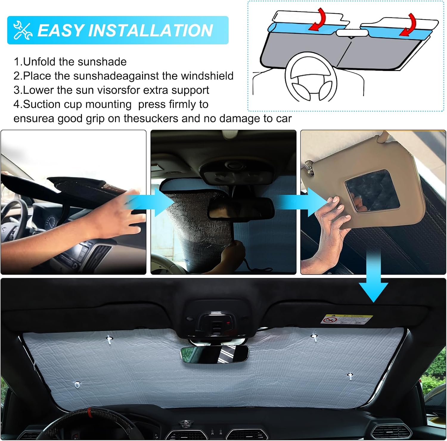 Car Windshield Sun Shade Compatible with Toyota Tacoma 2006-2026 Auto Windshield Sunshades Foldable Blocks UV Rays Sun Visor to Keep Your Vehicle Cool and Damage Free (Style C)