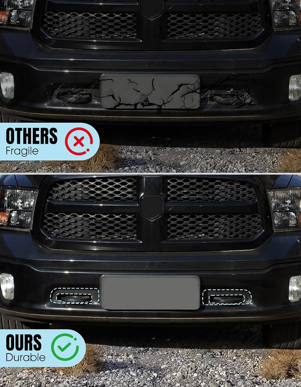 Front Driver Passenge Tow Hooks Bezel Bracket Set for 2013-2018 Dodge Ram 1500,Front Left Plus Right Side Tow Hook Bezel Set with OEM Part 68196982AA for Dodge Ram Accessories,2PCS