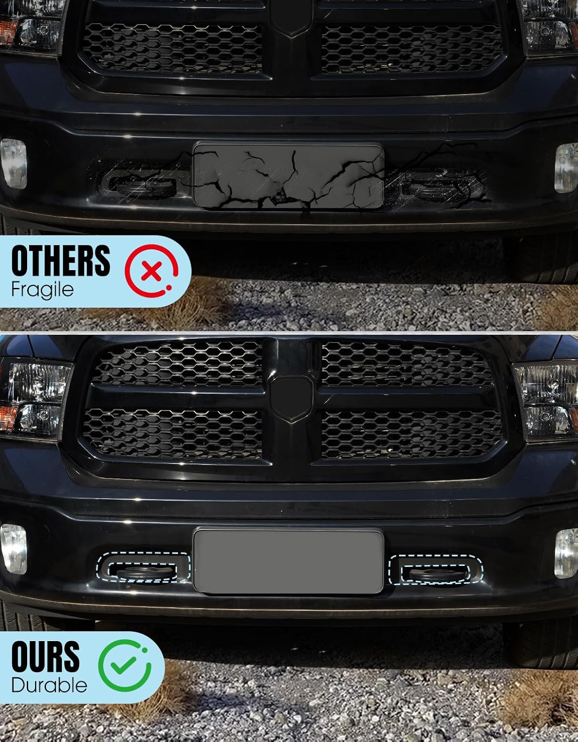 Front Driver Passenge Tow Hooks Bezel Bracket Set for 2013-2018 Dodge Ram 1500,Front Left Plus Right Side Tow Hook Bezel Set with OEM Part 68196982AA for Dodge Ram Accessories,2PCS
