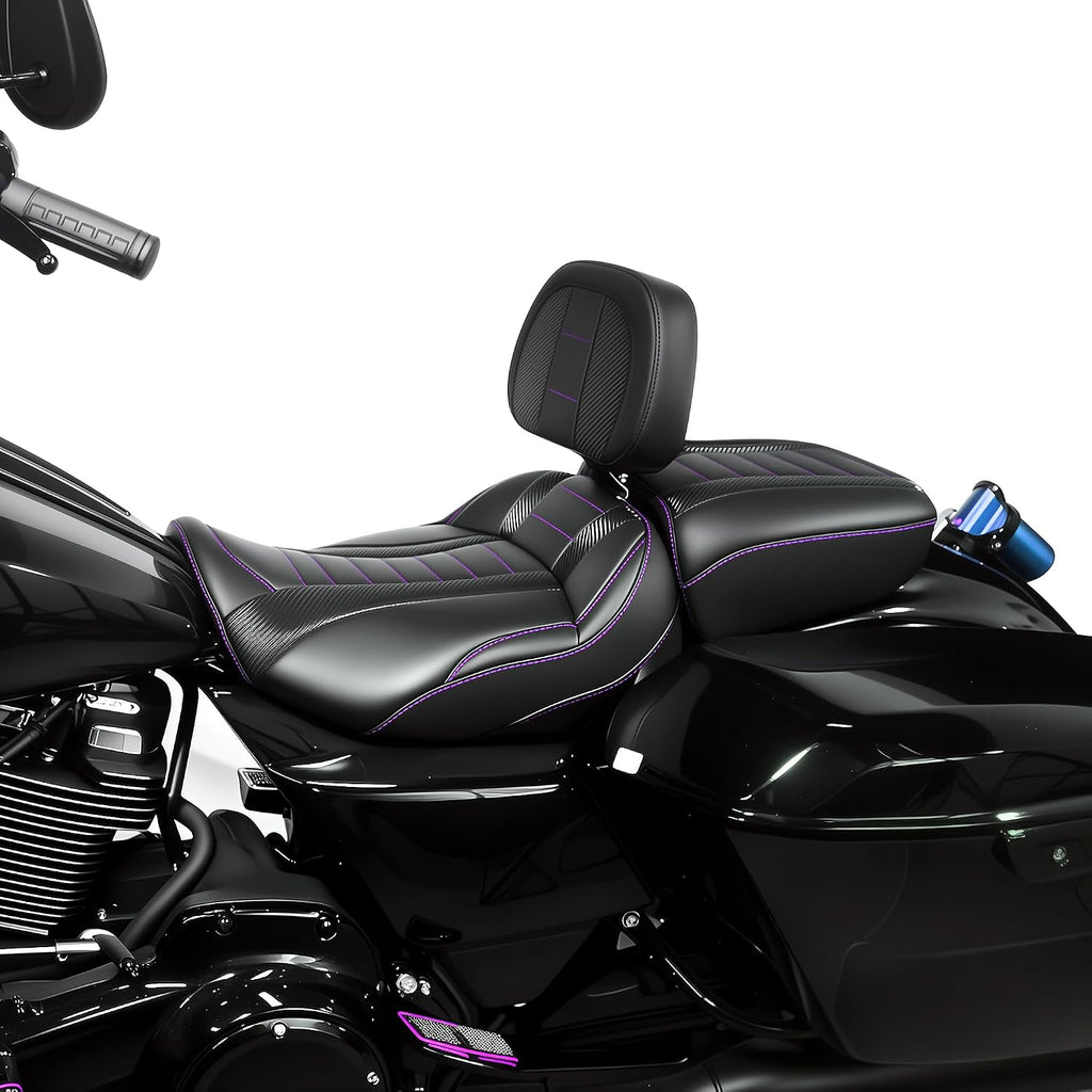 Driver Passenger Solo Seat Backrest Kits Compatible With For Harley Touring Street Road Glide FLHX FLTRX ST 2024 2025 2026 (Black Purple)