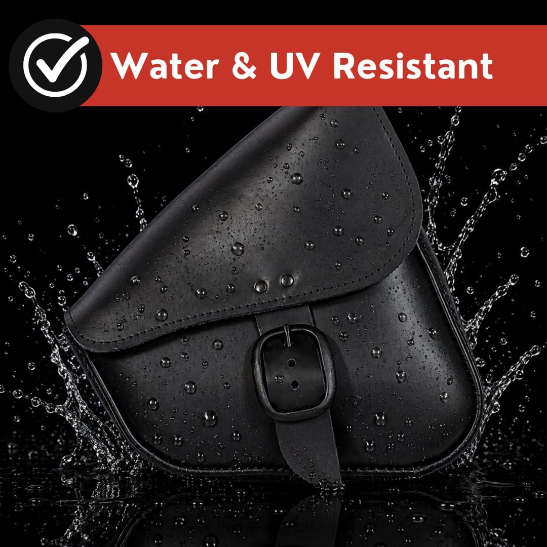 Black Leather Motorcycle Swingarm Bag For Sportsters/Dual Shock Models - Matte Black Buckle - Made In USA By Willie And Max [PN:59906-00]