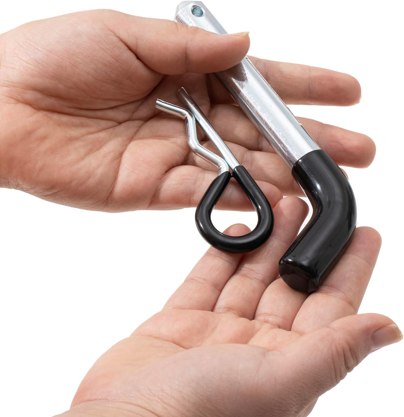 TOPSHINE Trailer Hitch Pin & Clip 4 Pack, 5/8 Inch Diameter with Rubber-Coated Vinyl Black Grip, Fits 2" Receiver