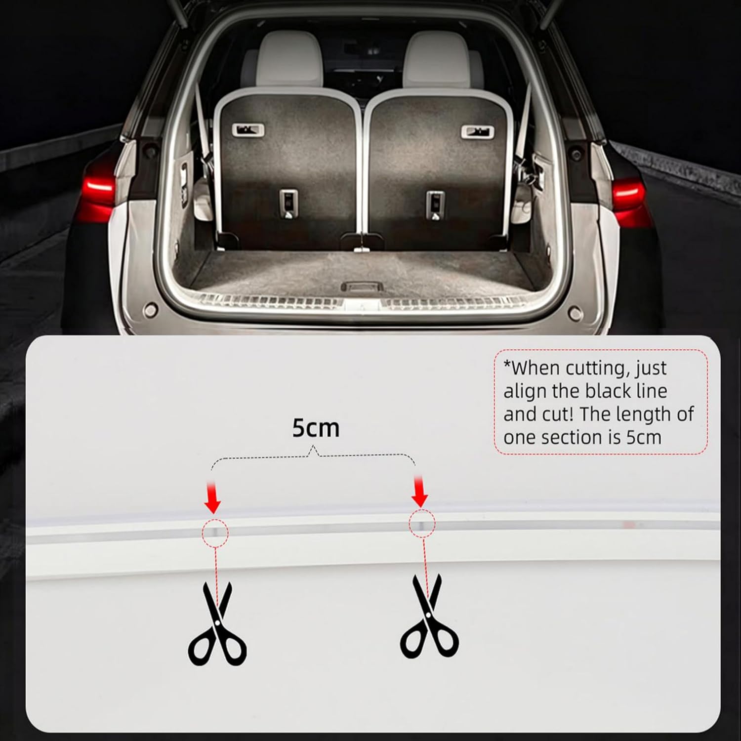 157.48" SUV Trunk LED Light Strip, 6000K Bright Cargo Area Lighting for Trunk Organizer/Mat Setup, Waterproof Interior Tailgate Lamp for SUV/MPV(Warm Yellow)