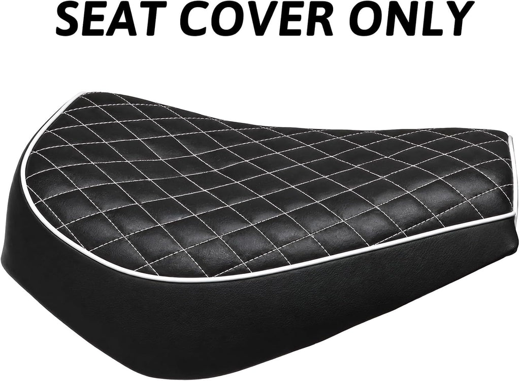 JMCHstore Mini Bike Seat Cover 15'' Diamond Stitch Retro for Baja Warrior WR65, Mini Baja, Baja Heat, Baja Carbon 6.5 196cc HT65 MB165 Trail Bike Cushion Replacement Parts (White)