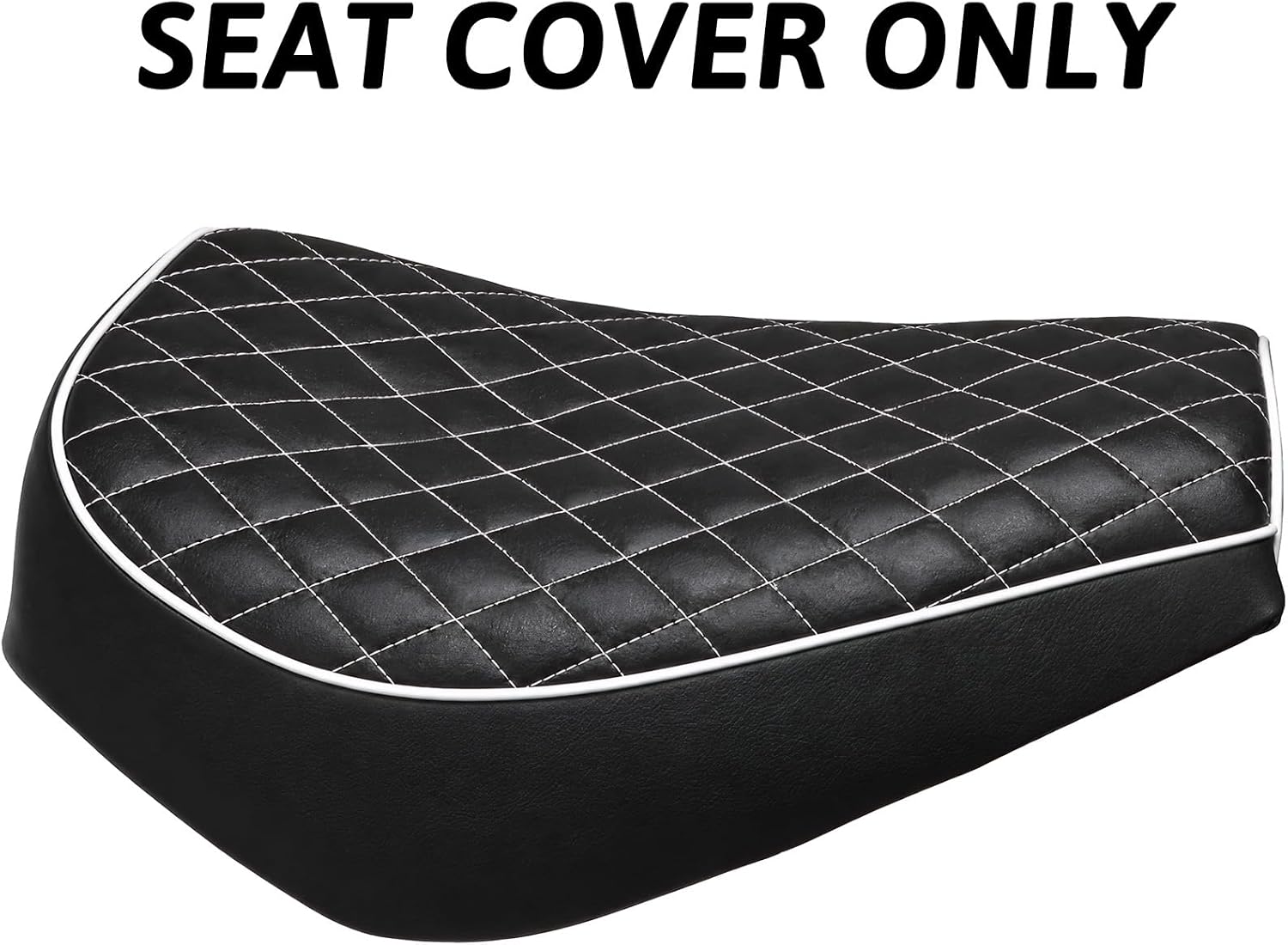 JMCHstore Mini Bike Seat Cover 15'' Diamond Stitch Retro for Baja Warrior WR65, Mini Baja, Baja Heat, Baja Carbon 6.5 196cc HT65 MB165 Trail Bike Cushion Replacement Parts (White)