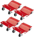 TUFFIOM Car Dolly Set of 4, 6000LBS Capacity Wheel Dollies, Heavy Duty Vehicle Dolly Upgraded, Steel Tire Skates with Brakes, Red