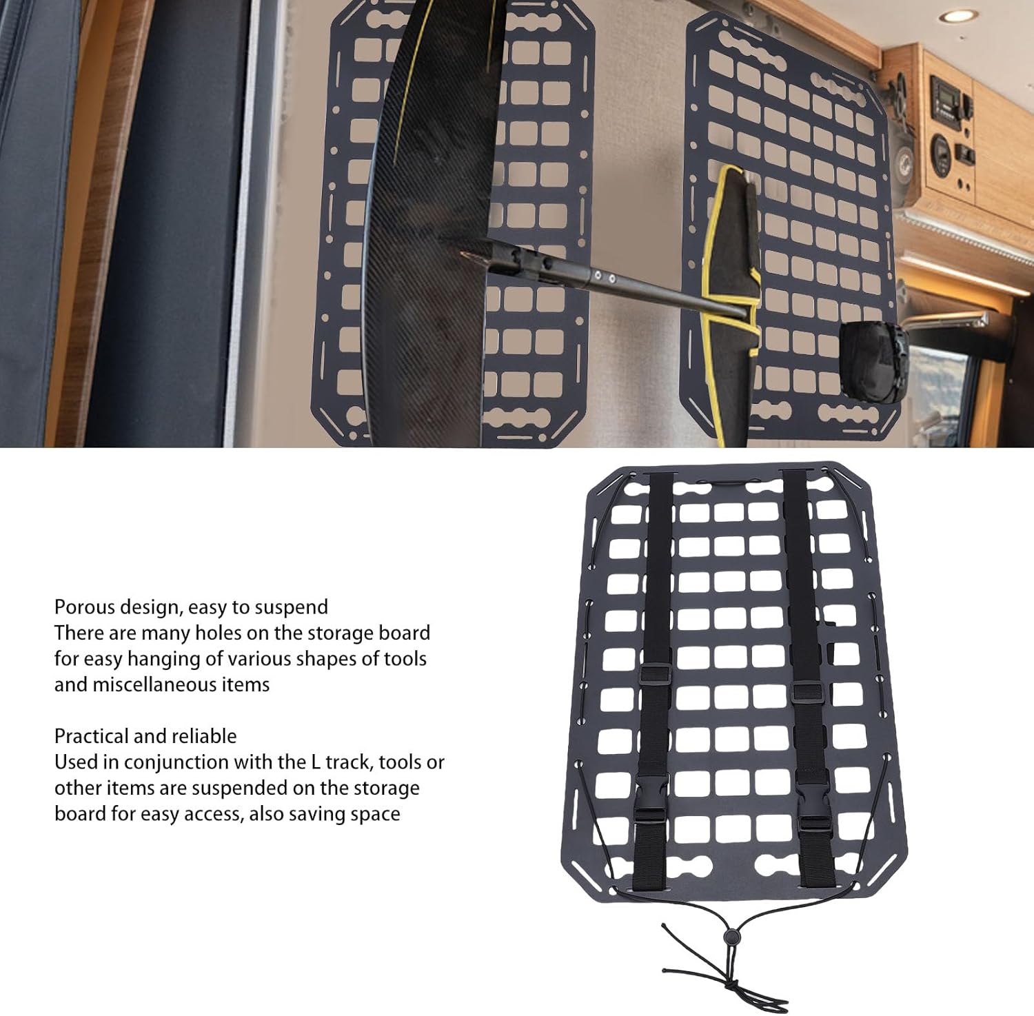 GOTOTOP Molle Panel, Aluminum Cargo Organizer with Versatile Storage, for SUV Truck RV Outdoor Gear