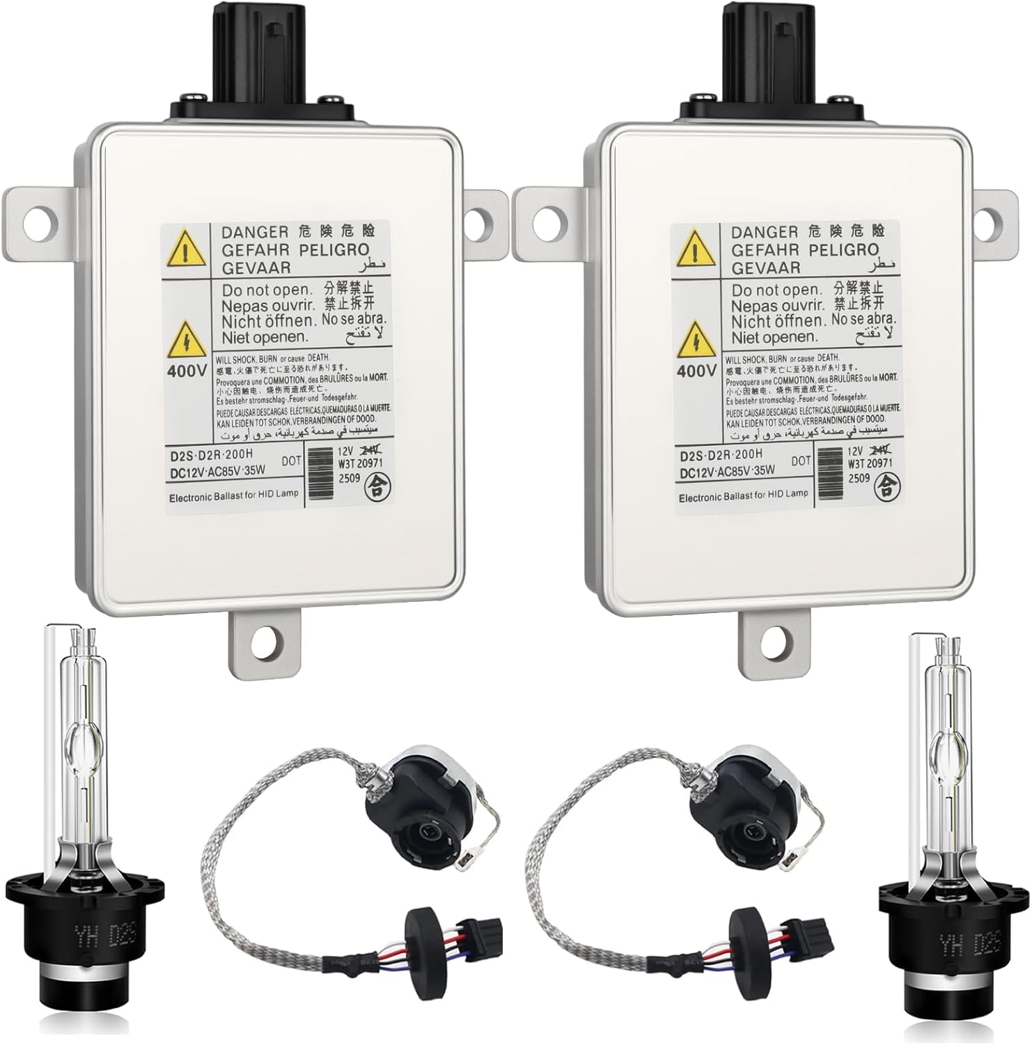 2 Sets HID Headlight Ballast W/Igniter & D2S Bulb fit for Acura TL TSX ILX ZDX RDX for Honda Odyssey for Mazda 3 5 CX-9,Replace W3T19371 X6T02971 W3T10471 Xenon Ballast Control Module