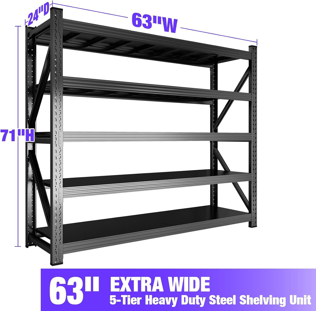 metal garage shelving unit, heavy duty 5-tier adjustable shown in use