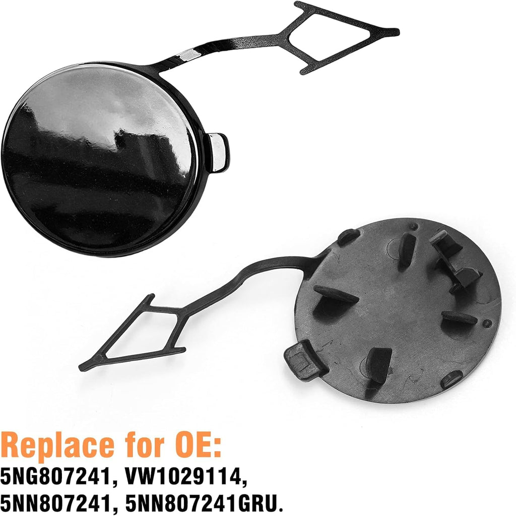 1PC Compatible with Volkswagen Tiguan Front Tow Hook Cover 2017-2021 | Passenger Side VW Tiguan Front Bumper Trailer Cover Replace for 5NG807241-Right, Glossy Black (Not for R-LINE)