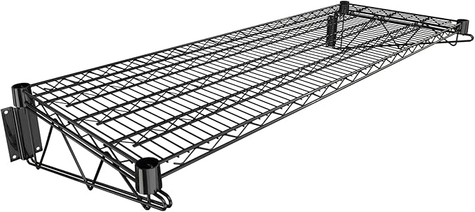 18" x 48" Black Epoxy Wire Wall Mount Shelf by Krollen+Industrial