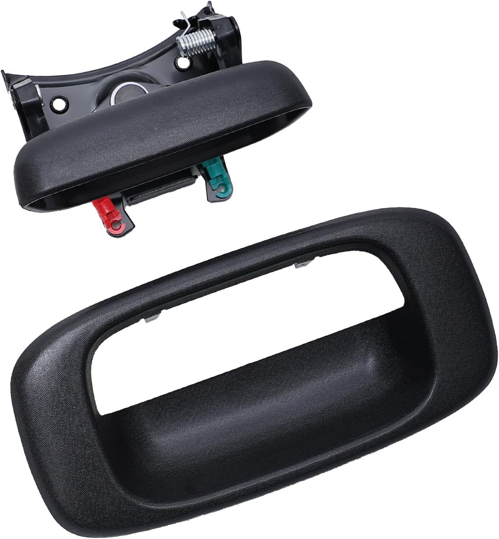 Premium Tailgate Handle Latch and Bezel Trim with Rod Clips, Fits for 1999-2007 Chevy Silverado GMC Sierra 1500 2500 3500, Replaces# 15997911, 15228539, 15228540, 15228541