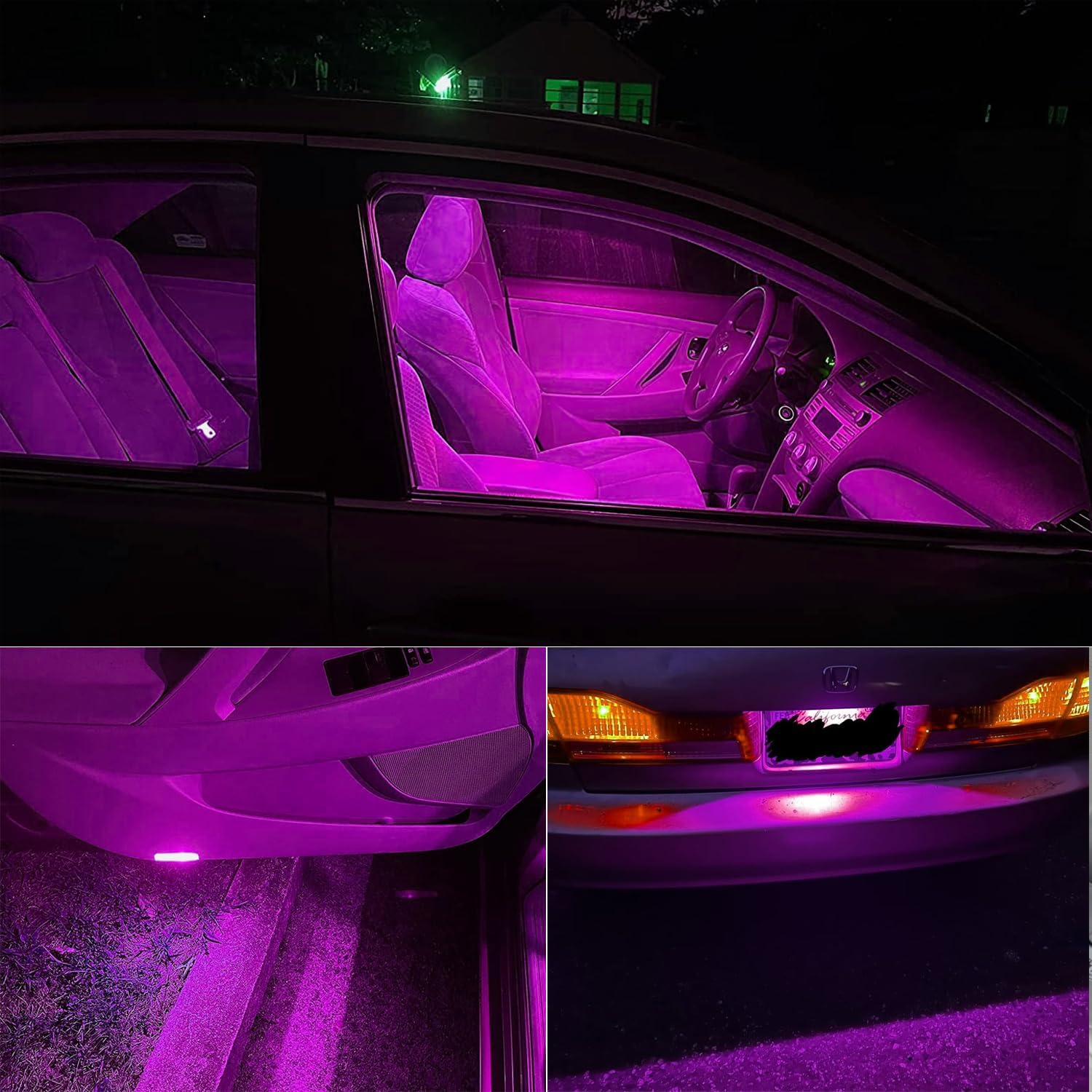 PHINLION 194 LED Light Bulb Purple 168 2825 W5W T10 Wedge 5-SMD 3030 Chipsets LED Replacement Bulbs for Car Interior Dome Map Door Courtesy Parking License Plate Lights, Pack of 10