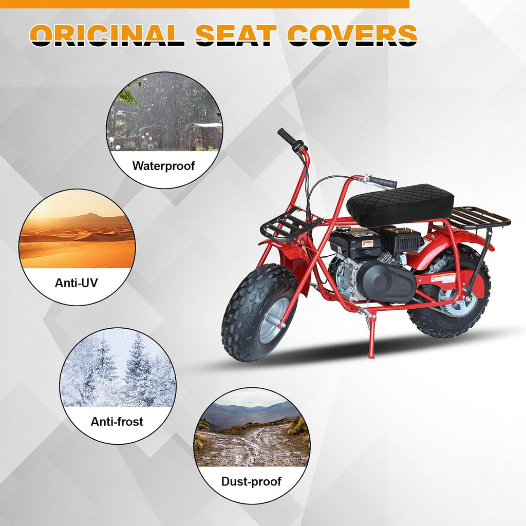 Diamond Stitch Seat Cover Replace for 19″ Coleman CT200u 196cc CT200 200cc Mini Bike, Heavy Duty Microfiber Leather, Black