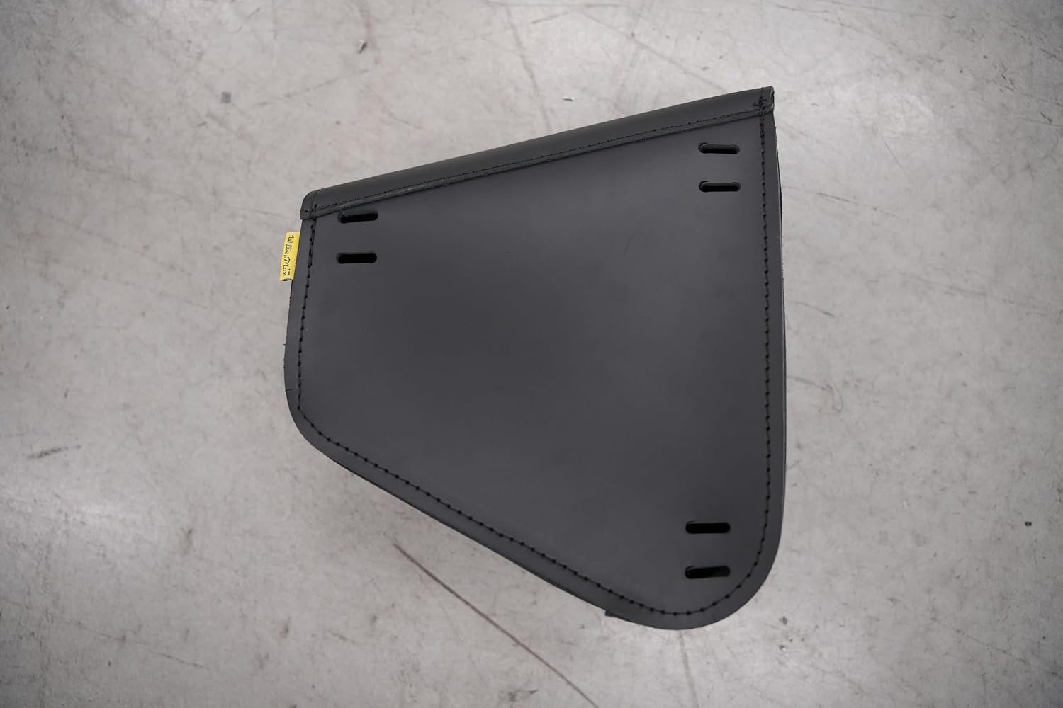 Black Leather Motorcycle Swingarm Bag For Sportsters/Dual Shock Models - Matte Black Buckle - Made In USA By Willie And Max [PN:59906-00]