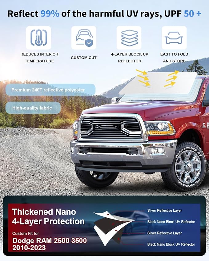 Sun Shade Sunshades for Dodge RAM 2500 3500 Truck Accessories Windshield Cover - Image 2