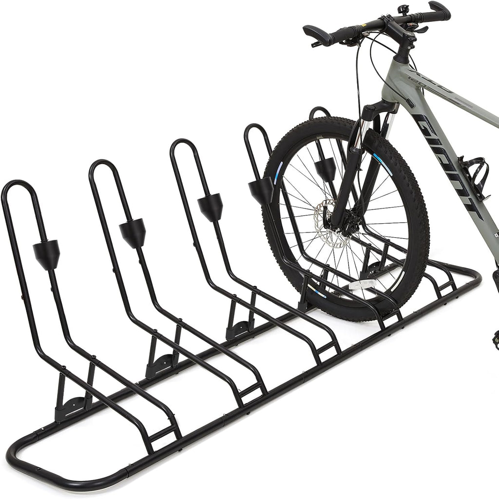 Floor Bike Rack for 5 Bikes, Safeguard Disc Brakes & Derailleurs Design