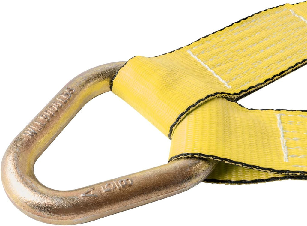 Heavy-Duty Tow Straps with Snap Hooks,2" x4' Yellow V-Bridle Strap with Cordura Sleeve,2 Pack 2"x36" Axle Straps, D-Ring for Tow Trucks, Car Hauler, Recovery, Enhanced Safety(Yellow)