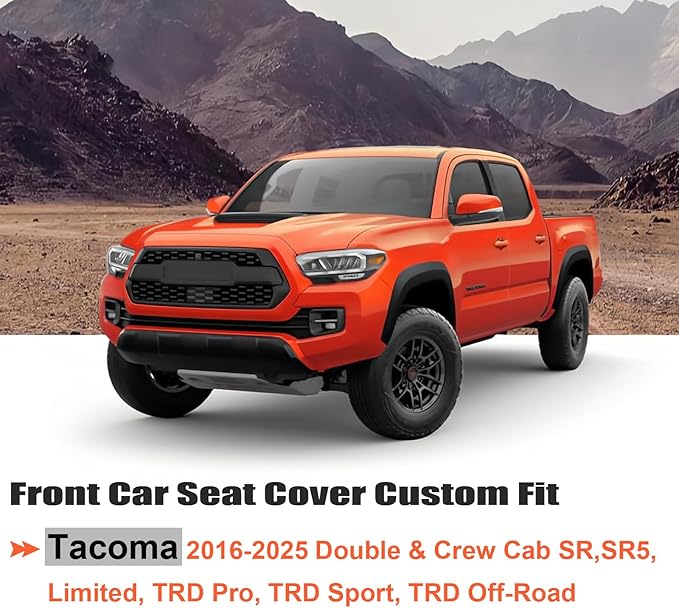 GIANT PANDA 2 Pack Front Mesh Seat Covers Custom Fit Toyota Tacoma 2016 2017 - Image 2