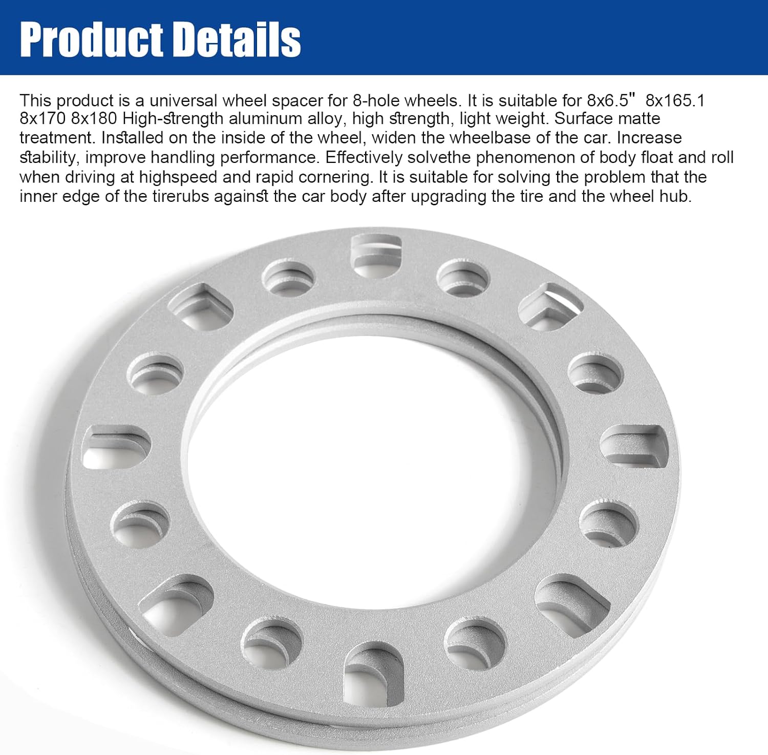 JiiinMiiin 1/4"(6mm) 8x165.1 8x170 8x180 8 Lug Wheel Spacers for F250 E350 Ram 2500 3500 Express 3500 K3500 Silverado Suburban 2500 Sierra 2500HD 3500HD, 4PCS