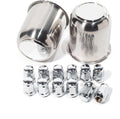 2Pcs Stainless Trailer Wheel Center Caps & 12Pcs Wheel Lug Nuts Kit, 3.19in Top Removable Push Through Chrome Hub Cap with Chrome 1/2-20 Lug Nuts, for Truck SUV RV Wheel Rim