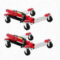 Hydraulic Car Wheel Dolly 1500LBS Set of 2, Heavy Duty Steel Rollers with Ratcheting Foot Pedal, Vehicle Positioning Tire Dolly for Auto Repair and Moving Cars Trucks RVs, Red