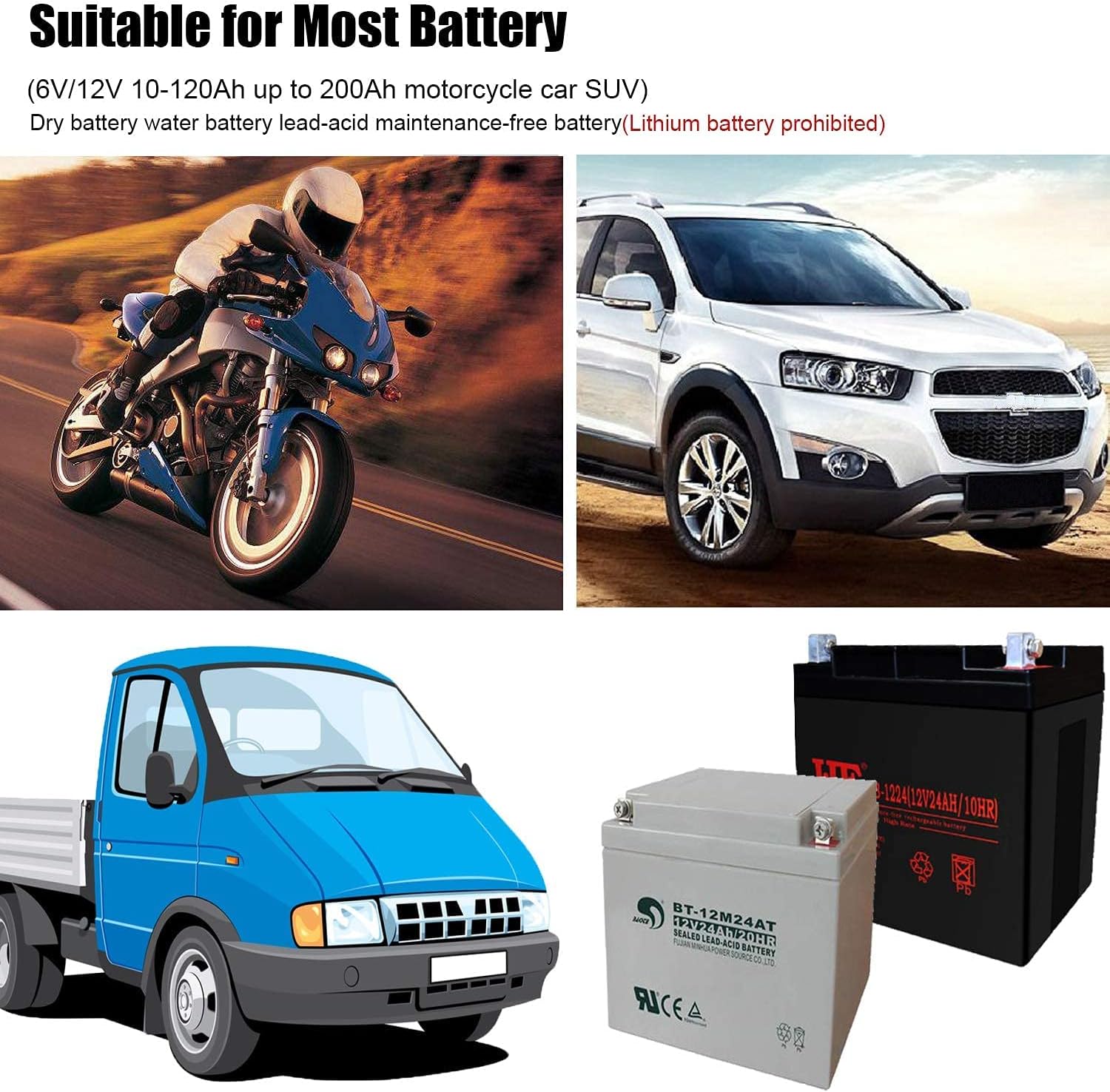NDDI 5 Amp Battery Charger, 6V/12V Smart Automatic Charger with LED Indicators
