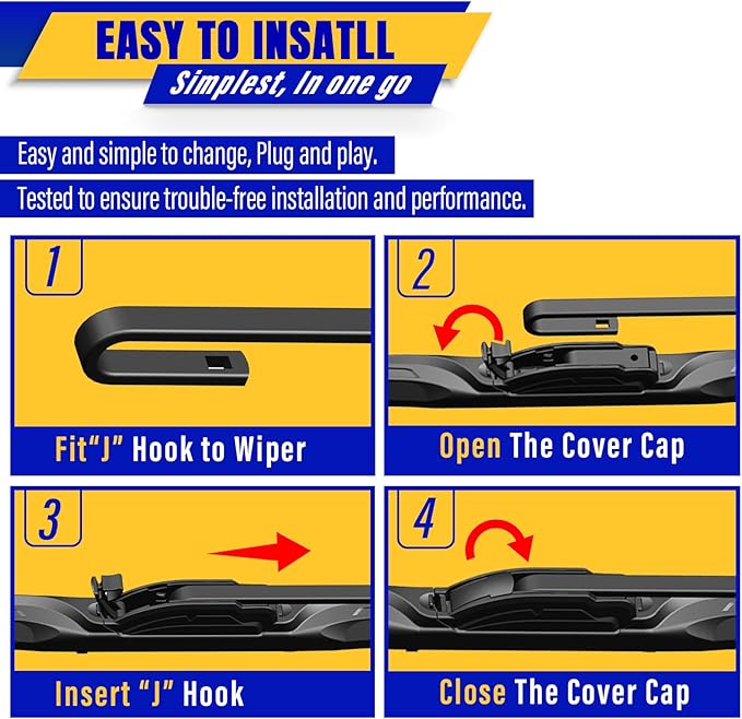 3 wipers Replacement for 1997-2001 Honda CR-V CRV, Windshield Wiper Blades - Image 8
