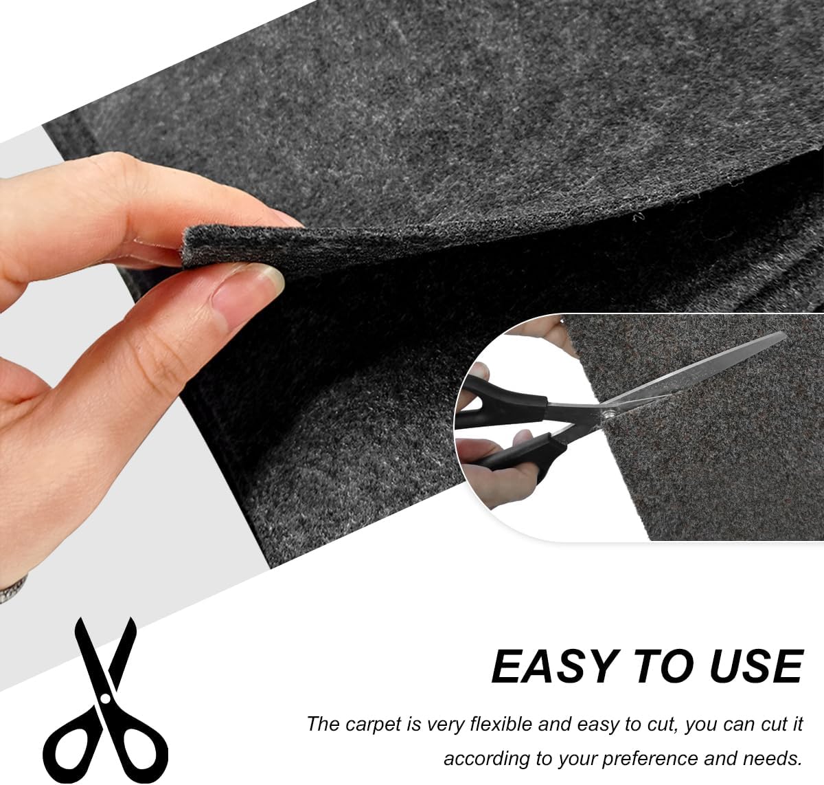78"x26" Underfelt Carpet for Car, Waterproof Felt Fabric Auto Subwoofer Speaker Carpet Liner, Wear Resistant Interior Carpeting Covers for Truck RV Boat Marine, Car Accessories