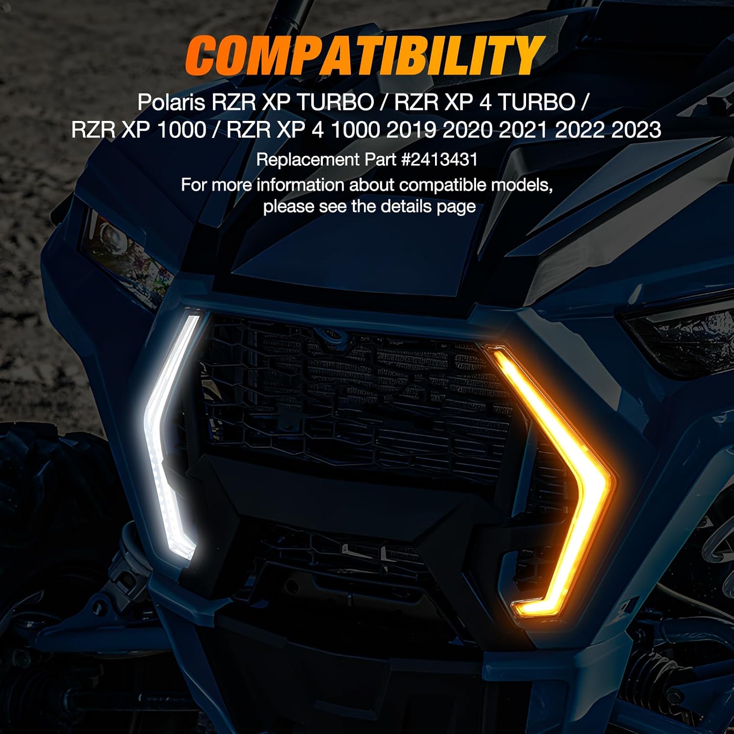 Nilight Turn Signal Fang Lights LED Accent Street Legal Front Signature Light Compatible with Polaris RZR XP 1000 Turbo Accessories 2019 2020 2021 2022 2023