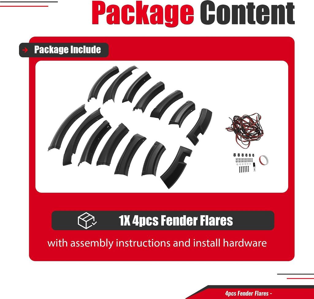 Fender Flares Compatible with 2009-2014 Ford F-150 | Styleside Bed 67.0"/78.8"/97.4", Excludes Platinum & Raptor Models, Pocket Rivet Style, Textured Black, 4PCS