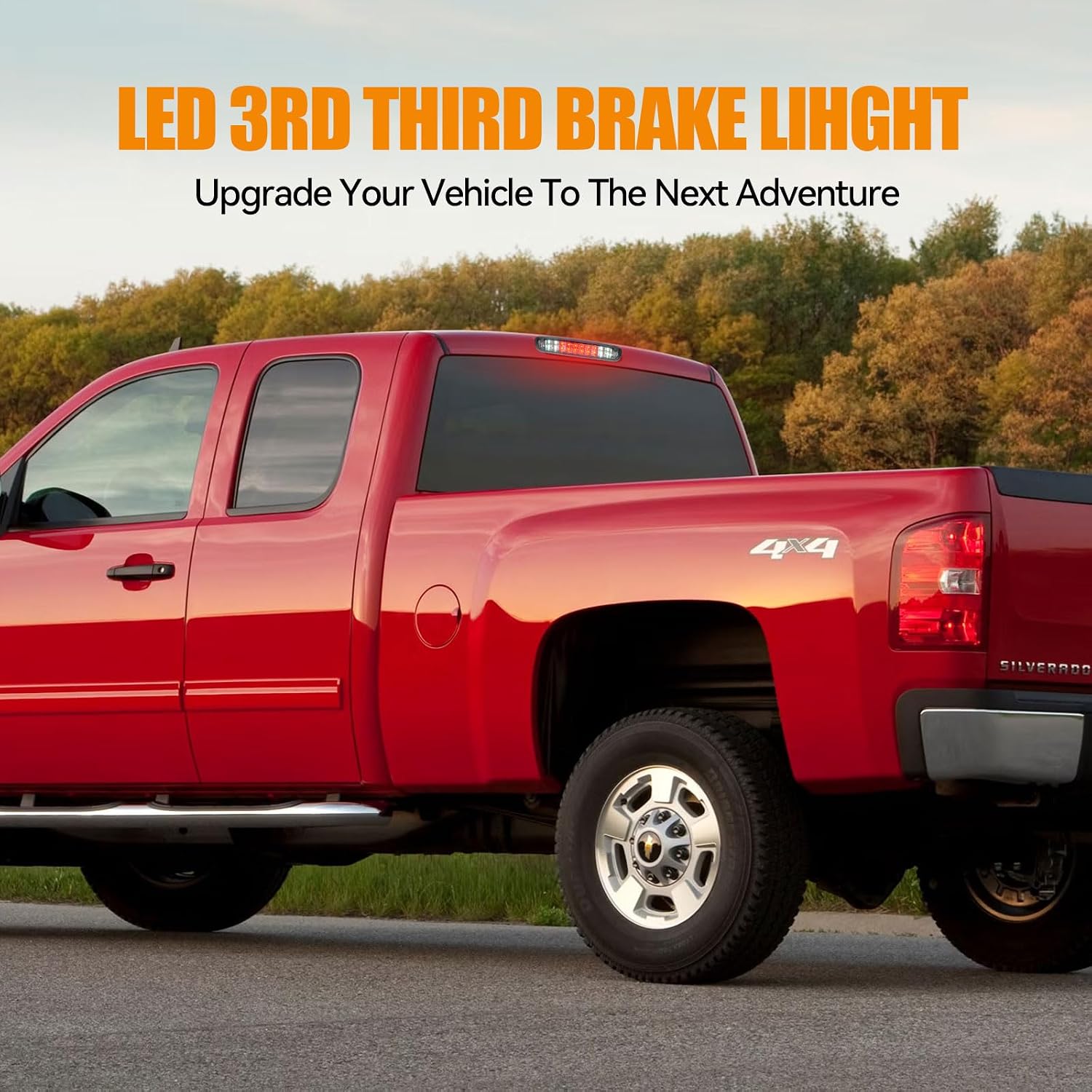 Third 3rd Brake Light, LED High Mount Stop Light for 2007-2013 Chevy Silverado/GMC Sierra 1500 2500HD 3500HD, Rear Center Cab Roof Tail Cargo Lamp (Chrome)
