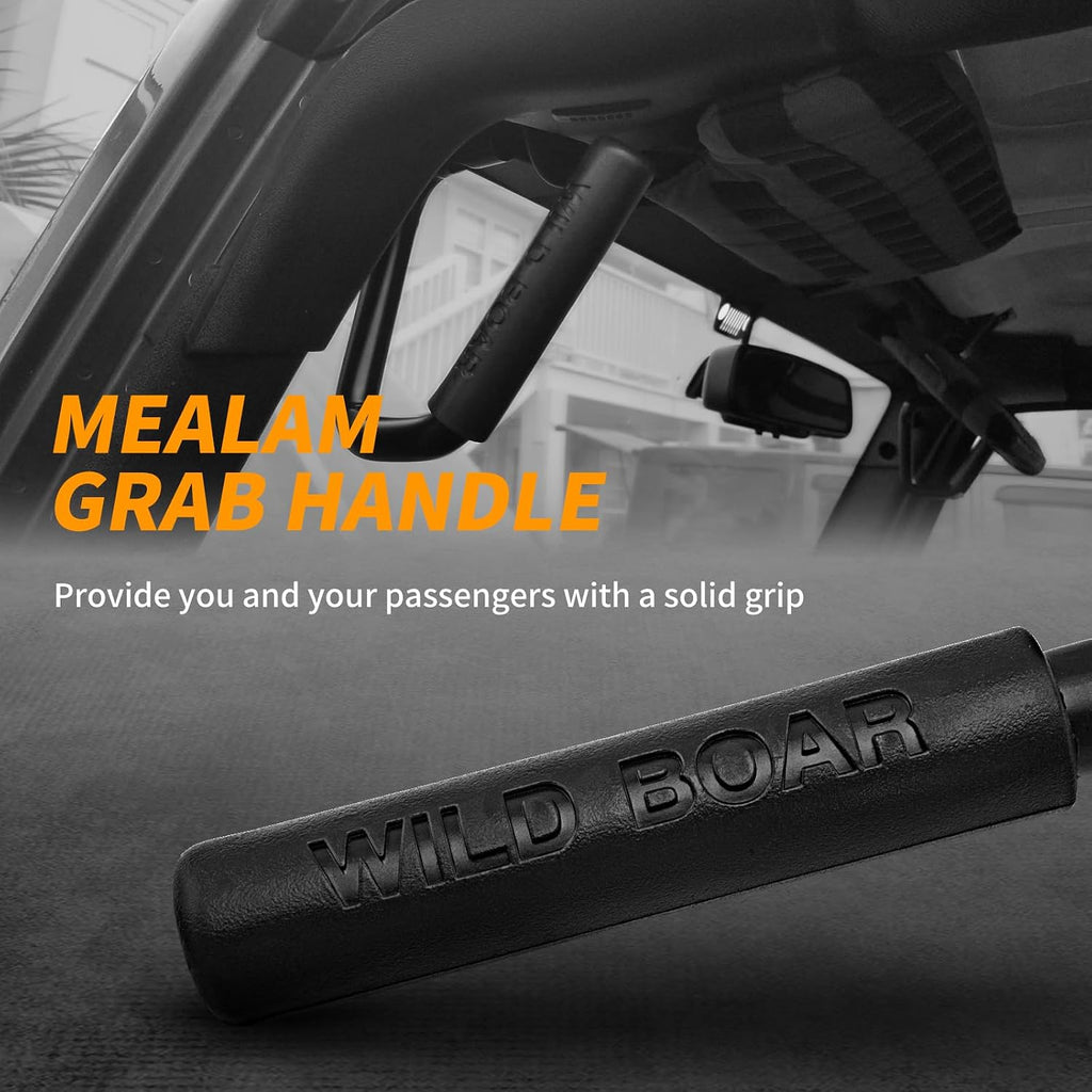Front Grab Handle Kit Aluminum Alloy Grab Bar for 2007-2018 Jeep Wrangler JK JKU Rubicon Sport Sahara (Black)