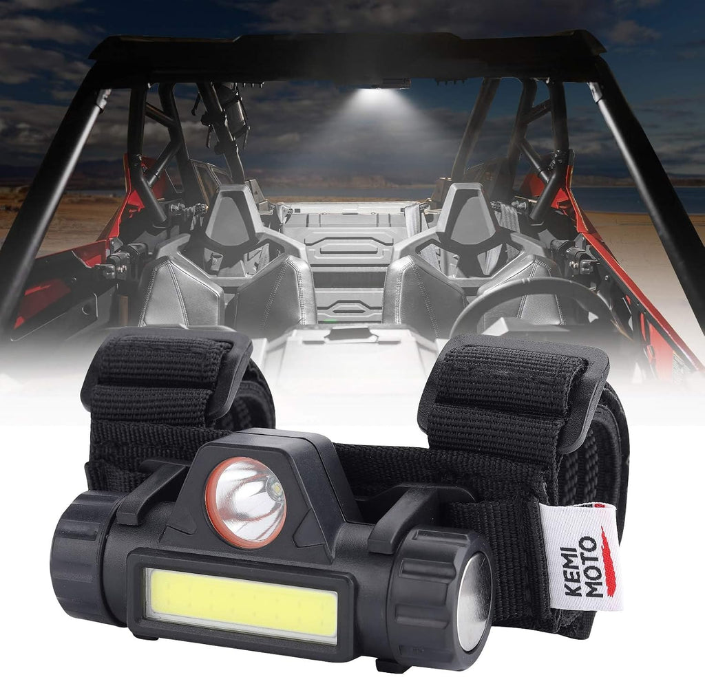 KEMIMOTO UTV Dome Light Roll Bar Cage Mount USB Rechargeable 1-Pack | UTV Interior Lights Two Light Modes Compatible with Polaris RZR Can Am X3 ATV Golf Cart Boat for 1.5 in-2.0 in Roll Cage