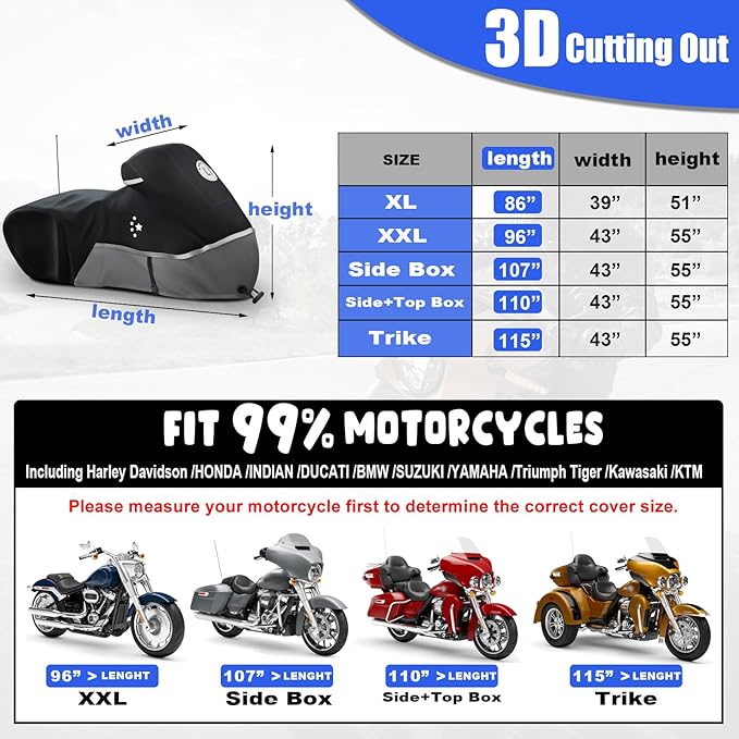 Motorcycle Cover Storage for Touring Models Harley Davidson Road King, Road - Image 6