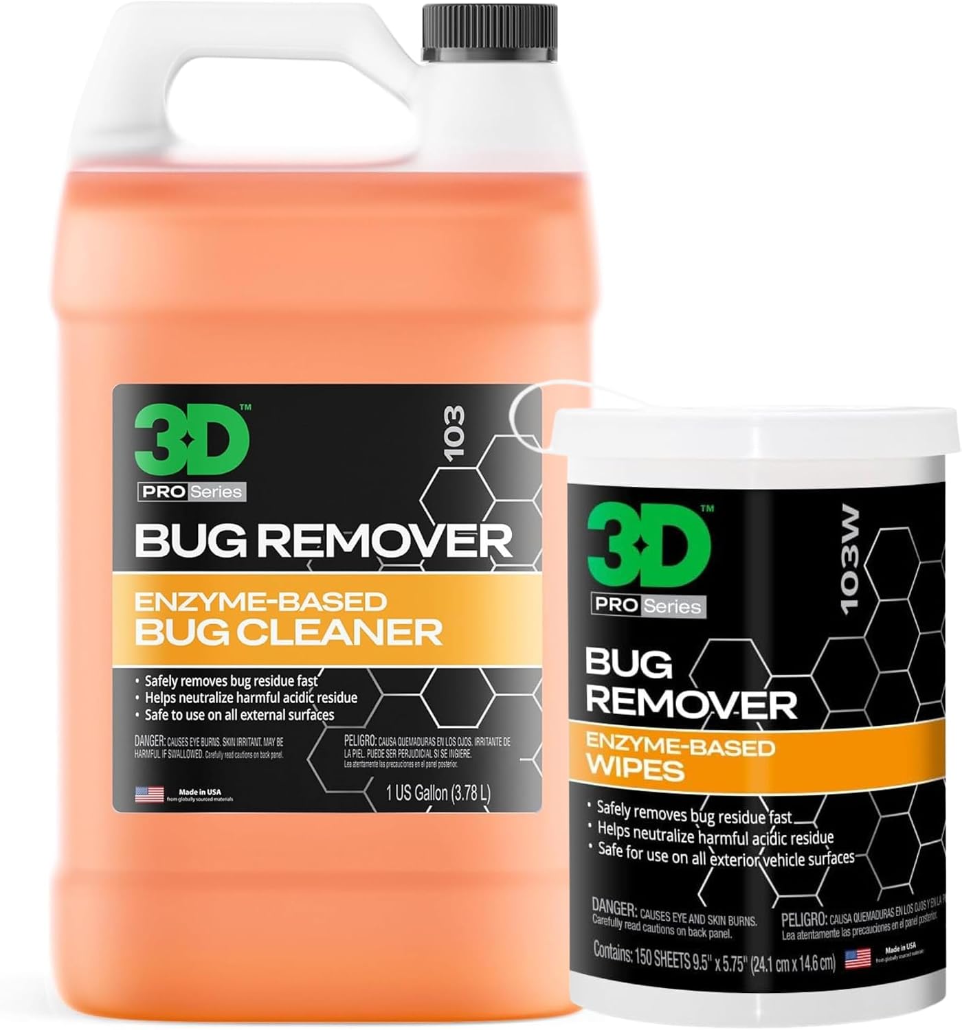3D Bug Remover Gallon & 150 Wipes Bundle – Powerful Bug & Tar Removal for Large-Scale Cleaning & On-the-Go